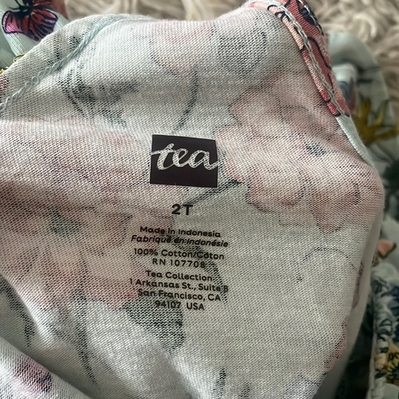 Girls Tea Teal Floral Dress - Picture 3 of 3